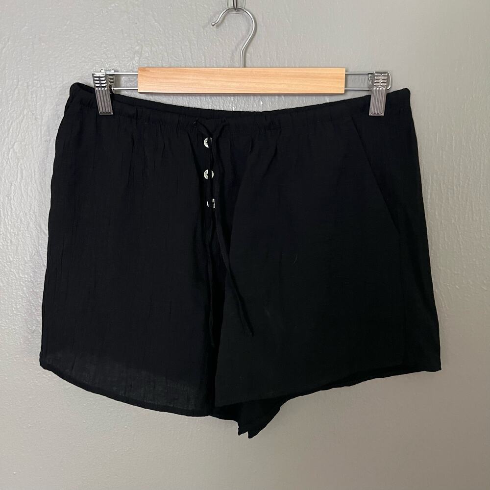 ZARA Black Pull On Coverup Shorts Size Medium viscose blend casual